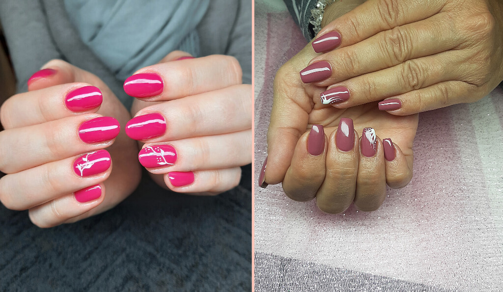 Gel nails design pink Budapest Elite nails
